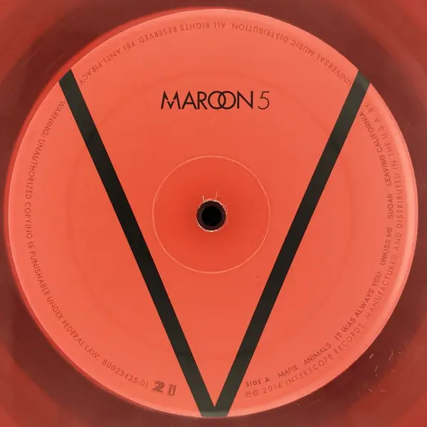 Maroon 5 – V (LP, Album, Reissue, Gatefold) - фото №2