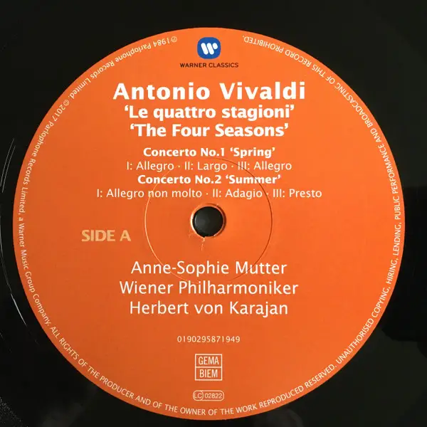 Vivaldi – Anne-Sophie Mutter, Wiener Philharmoniker, Herbert von Karajan – The Four Seasons / Le Quattro Stagioni / Die Vier Jahreszeiten / Les Quatre Saisons - фото №3