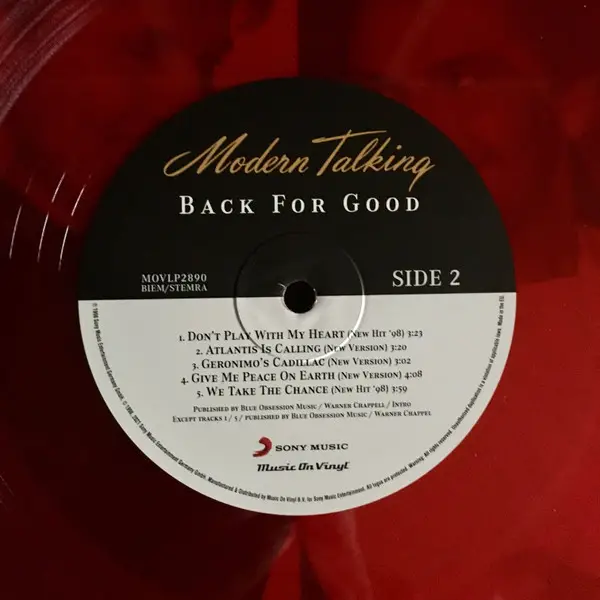 Modern Talking – Back For Good (2LP, Limited, Numbered Edition, Reissue, Translucent Red Vinyl) - фото №4