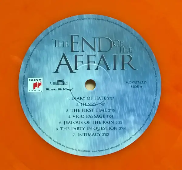 Michael Nyman – The End Of The Affair (Original Motion Picture Soundtrack) (Limited Edition, Numbered, Reissue, Orange Marbled Vinyl) - фото №2