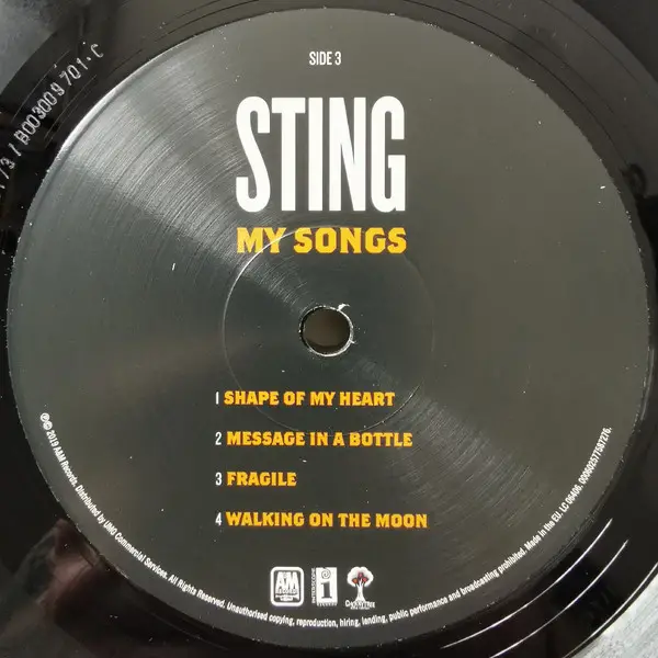 Sting – My Songs (2LP, 180 gram) - фото №7