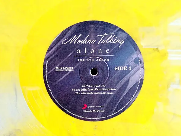 Modern Talking – Alone (2LP, Album, Limited Edition, Numbered, Reissue, Yellow & Black Marbled Vinyl) - фото №7