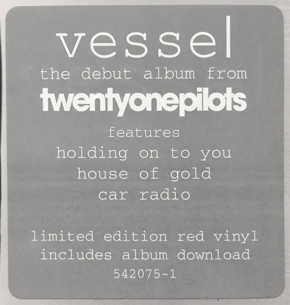 Twenty One Pilots – Vessel (LP, Album, Limited Edition, Reissue, Clear Vinyl) - фото №3