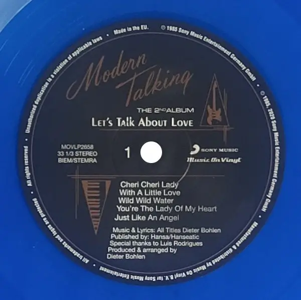 Modern Talking – Let's Talk About Love – The 2nd Album (Limited, Numbered Edition, Reissue, Stereo, 180 grams, Translucent Blue Vinyl) - фото №3