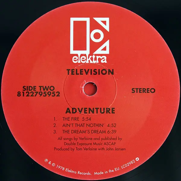 Television – Adventure (LP, Album) - фото №4