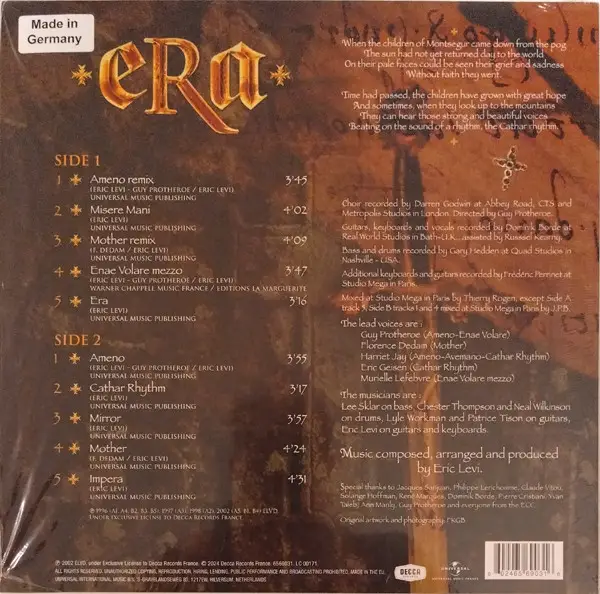 Era – Era (LP, Album, Limited Edition, Gold Vinyl) - фото №2