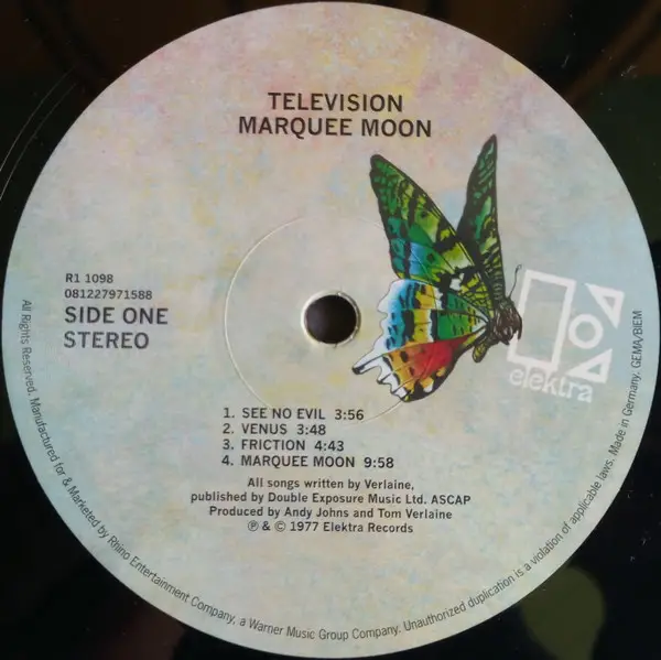 Television – Marquee Moon (LP, Album, Reissue, 180g) - фото №3