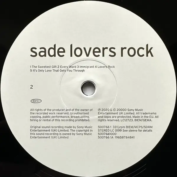 Sade – Lovers Rock (LP, Album) - фото №3