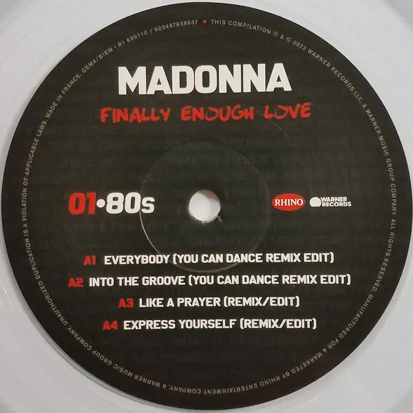 Madonna – Finally Enough Love (2LP, Compilation, Remastered, Clear Vinyl) - фото №2