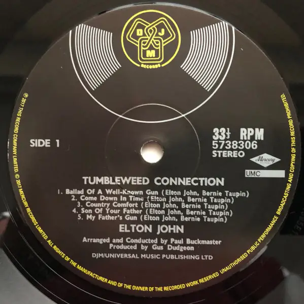 Elton John – Tumbleweed Connection (LP, Album, Vinyl) - фото №2