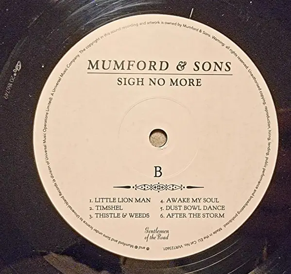 Mumford & Sons – Sigh No More (LP, Album, Vinyl) - фото №3