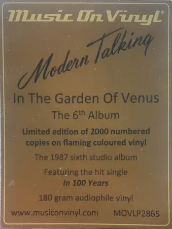 Modern Talking - In The Garden Of Venus - The 6th Album (Пылающий, Цветной, 180 грамм, Альбом, Лимитированое, Пронумерованный, Переиздание) - фото №4