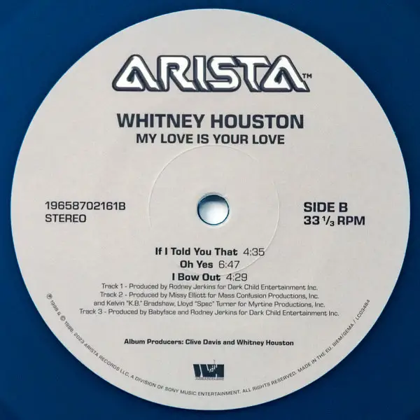Whitney Houston - My Love Is Your Love (2 платівки, Напівпрозорий, Синій, Альбом, Перевидання, Спеціальне видання) - фото №4