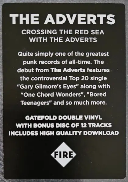 The Adverts - Crossing The Red Sea With The Adverts (2 платівки, Gatefold, LP, Album, Reissue, Repress) - фото №18