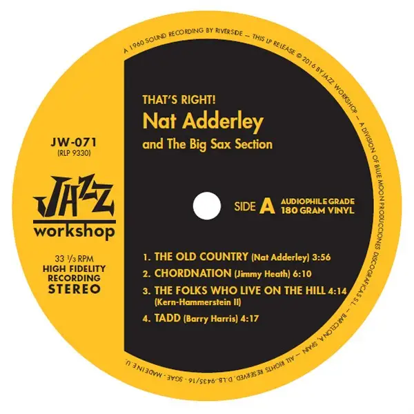 Nat Adderley And The Big Sax Section - That's Right! (180g, LP, Album, Stereo) - фото №3
