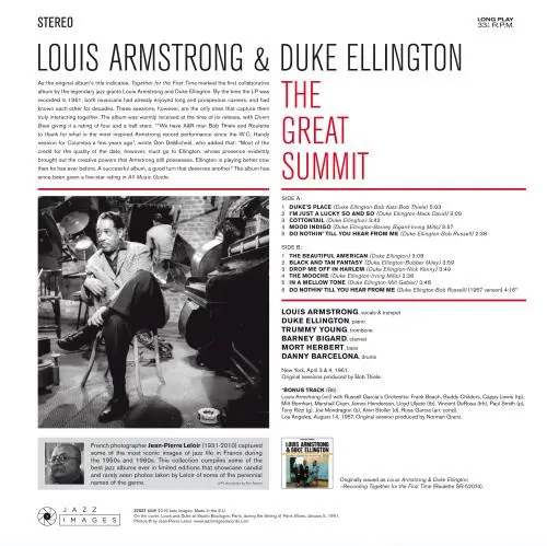 Louis Armstrong & Duke Ellington - The Great Summit (180 грамм, Раскладная обложка, Сборник, Deluxe издание, Лимитированое, Переиздание) - фото №2