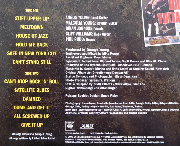 AC/DC - Stiff Upper Lip (LP, Album, Reissue, Remastered, Stereo) - фото №7