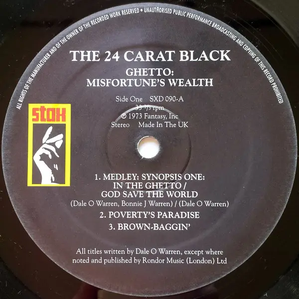 24 Carat Black - Ghetto: Misfortune's Wealth (LP, Album, Reissue) - фото №3