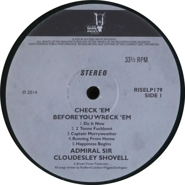 Admiral Sir Cloudesley Shovell - Check 'Em Before You Wreck 'Em (LP, Album, Stereo) - фото №3