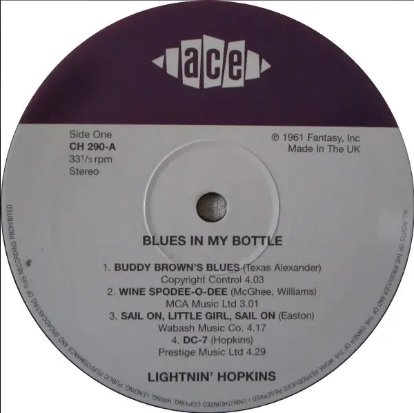 Lightnin' Hopkins - Blues In My Bottle (LP, Album, Reissue) - фото №3
