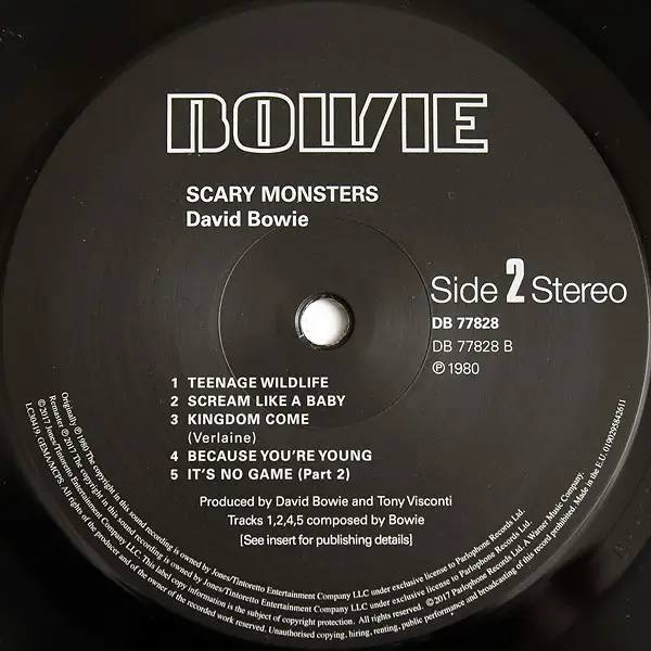 David Bowie - Scary Monsters (LP, Album, Reissue, Remastered, Stereo) - фото №4