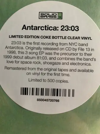 Antarctica - 23:03 (Бледно-зеленый, Прозрачный, 45 об/мин, EP, Лимитированое, Переиздание, Ремастеринг) - фото №2