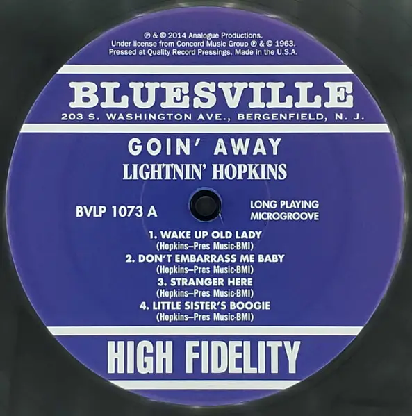 Lightnin' Hopkins - Goin' Away (180g, LP, Album, Reissue, Repress, Stereo) - фото №4
