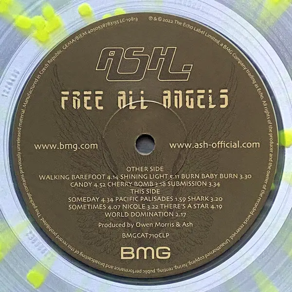 Ash - Free All Angels (Прозрачный, Жёлтый, Брызги, Альбом, Переиздание, Ремастеринг) - фото №8