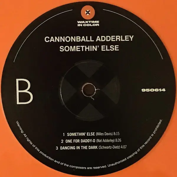Cannonball Adderley & Miles Davis & Hank Jones & Sam Jones & Art Blakey - Somethin' Else (Orange, 180g, LP, Album, Reissue, Stereo) - фото №6
