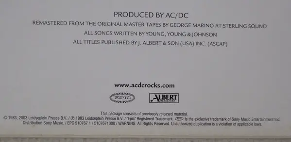 AC/DC - Flick Of The Switch (LP, Album, Reissue, Remastered, Stereo) - фото №9