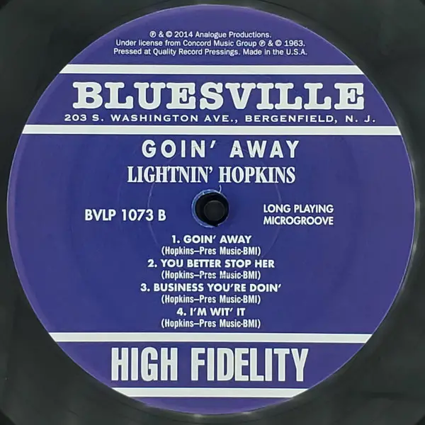 Lightnin' Hopkins - Goin' Away (180g, LP, Album, Reissue, Repress, Stereo) - фото №5