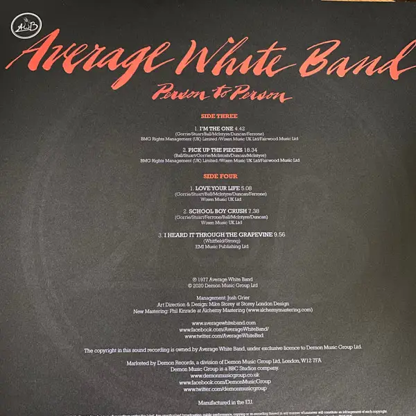 Average White Band - Person To Person (2 платівки, Прозорий, Альбом, Перевидання, Ремастеринг) - фото №11