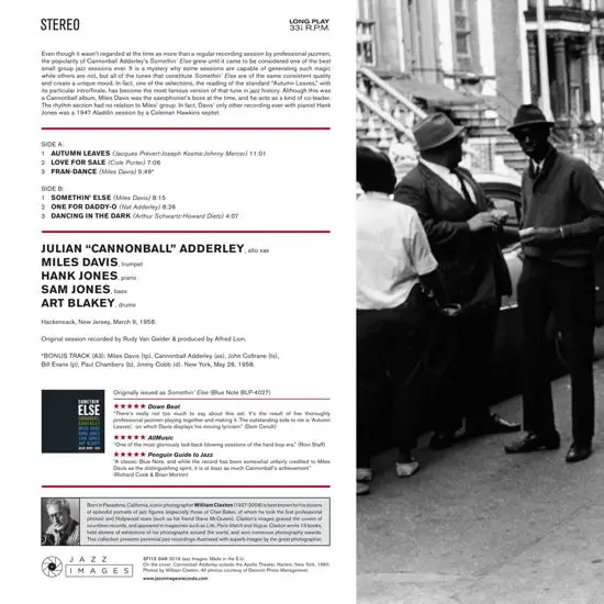Cannonball Adderley - Somethin' Else (LP, Album, Reissue, Stereo) - фото №2