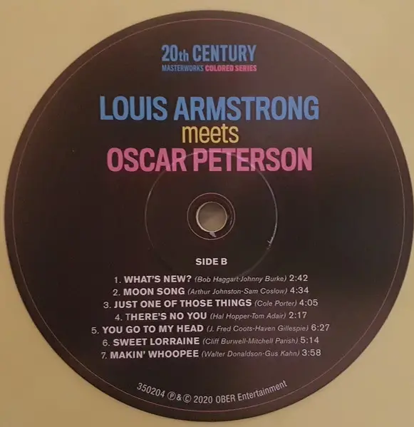 Louis Armstrong & Oscar Peterson - Louis Armstrong Meets Oscar Peterson (Жёлтый, Альбом, Лимитированое, Переиздание, Моно) - фото №5