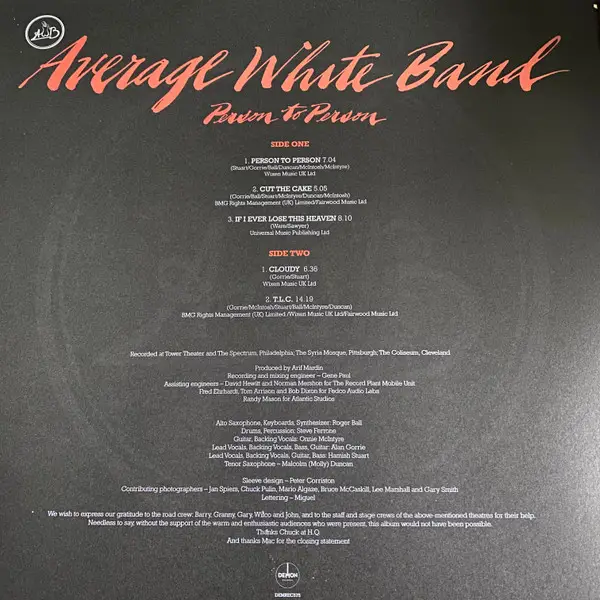 Average White Band - Person To Person (2 платівки, Прозорий, Альбом, Перевидання, Ремастеринг) - фото №10