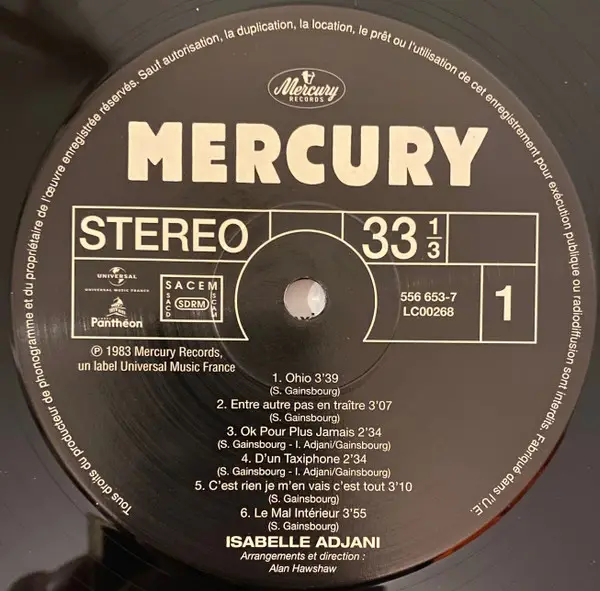 Isabelle Adjani - Isabelle Adjani (LP, Album, Reissue, Stereo) - фото №3