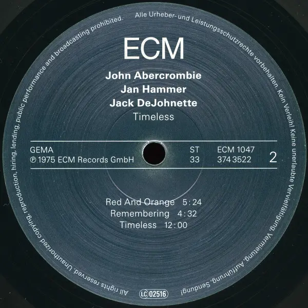 John Abercrombie & Jan Hammer & Jack DeJohnette - Timeless (LP, Album, Reissue) - фото №4
