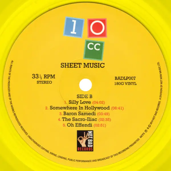 10cc - Sheet Music (180g, LP, Album, Reissue) - фото №5