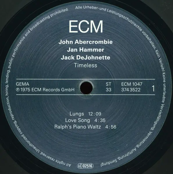 John Abercrombie & Jan Hammer & Jack DeJohnette - Timeless (LP, Album, Reissue) - фото №3