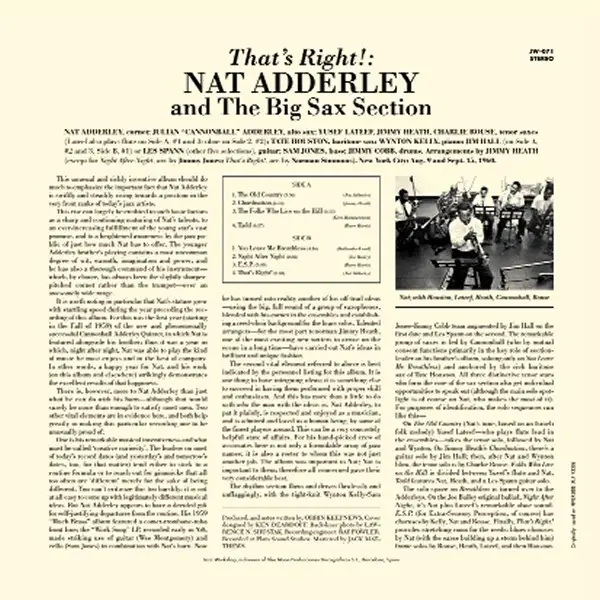 Nat Adderley And The Big Sax Section - That's Right! (180g, LP, Album, Stereo) - фото №2