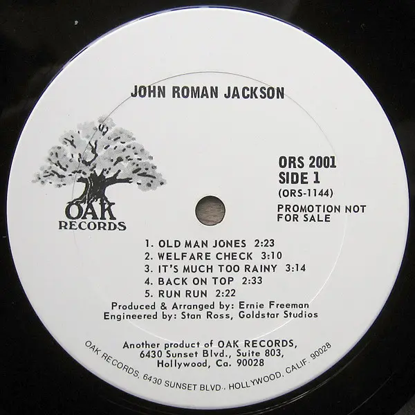 John Roman Jackson - John Roman Jackson (LP, Album, Promo, Stereo) - фото №3