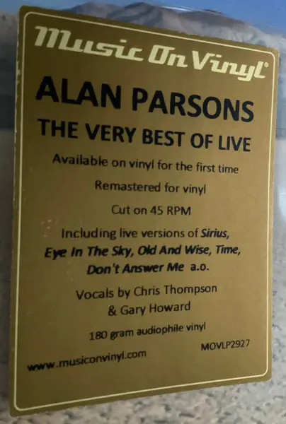 Alan Parsons - Live (2 платівки, 45 об/хв, Альбом, Перевидання) - фото №13