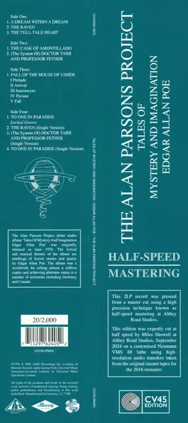 The Alan Parsons Project - Tales Of Mystery And Imagination - Edgar Allan Poe (2 пластинки, Раскладная обложка, 45 об/мин, Лимитированое, Пронумерованный, Переиздание, Ремастеринг) - фото №9