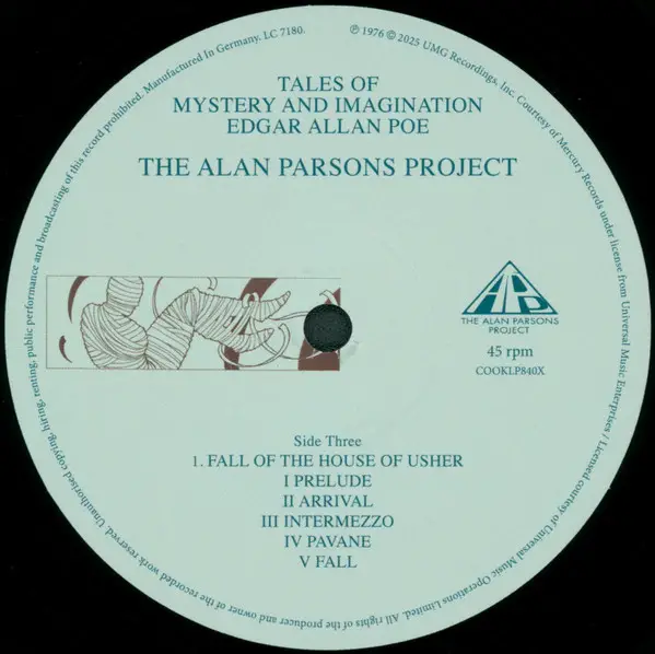 The Alan Parsons Project - Tales Of Mystery And Imagination - Edgar Allan Poe (2 пластинки, Раскладная обложка, 45 об/мин, Лимитированое, Пронумерованный, Переиздание, Ремастеринг) - фото №7