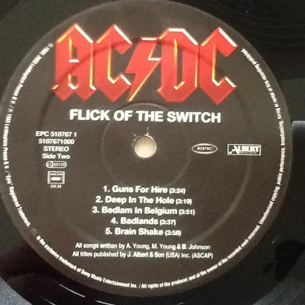 AC/DC - Flick Of The Switch (LP, Album, Reissue, Remastered, Stereo) - фото №4