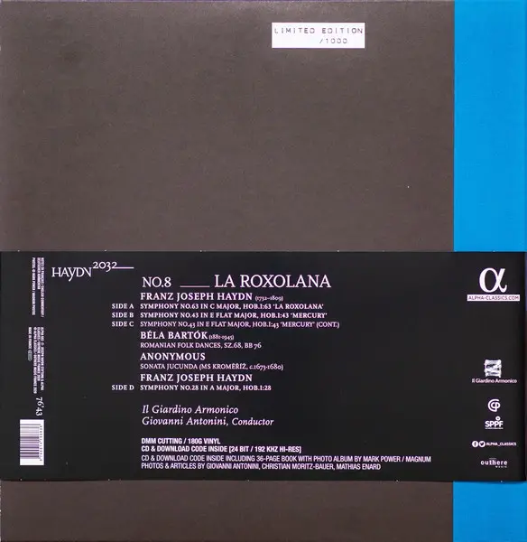 Joseph Haydn & Giovanni Antonini & Il Giardino Armonico - No. 8 _ La Roxolana (2 платівки, 180 грам, Альбом, Лимітоване, Пронумерований) - фото №6