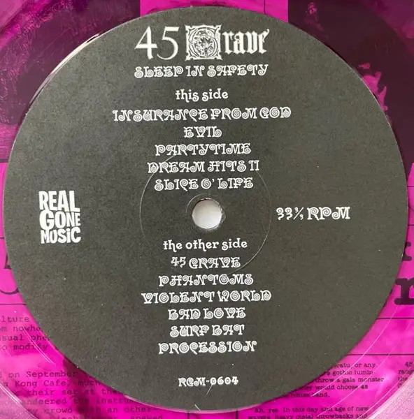 45 Grave - Sleep In Safety (Purple, LP, Album, Reissue, Stereo) - фото №5