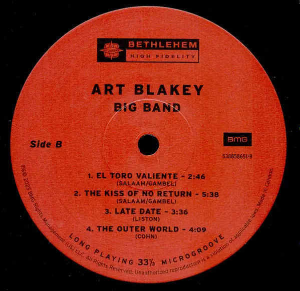 Art Blakey - Big Band (180 грамм, Альбом, Переиздание, Ремастеринг) - фото №5