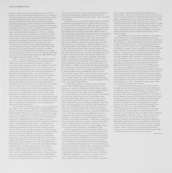 John Abercrombie & Dave Holland & Jack DeJohnette - Gateway (Gatefold, LP, Album, Reissue, Stereo) - фото №6