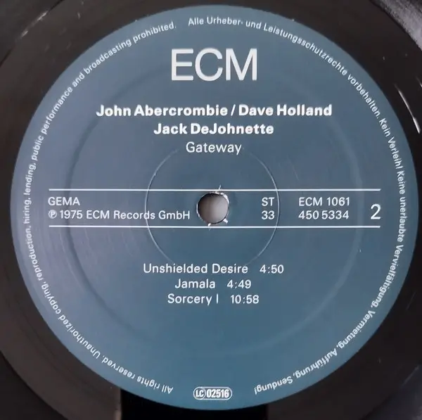 John Abercrombie & Dave Holland & Jack DeJohnette - Gateway (Gatefold, LP, Album, Reissue, Stereo) - фото №4